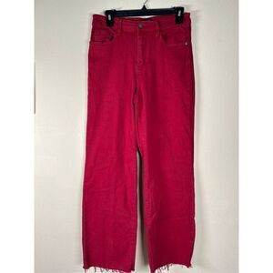 Judy Blue Heart Pocket Straight Leg Wide Scarlett Red Jeans sz 5/27